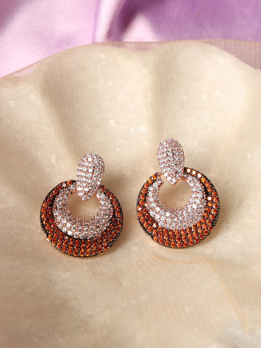 

justpeachy Rhodium-Plated Contemporary Drop Earrings, Orange