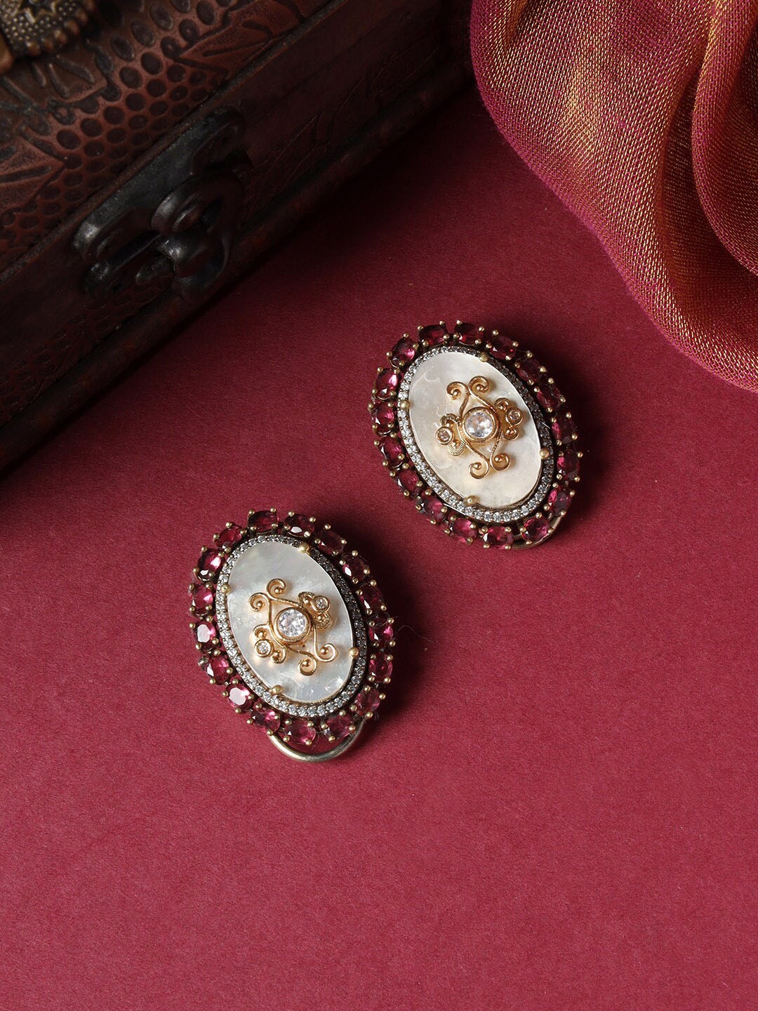 

justpeachy Contemporary Studs Earrings, Red