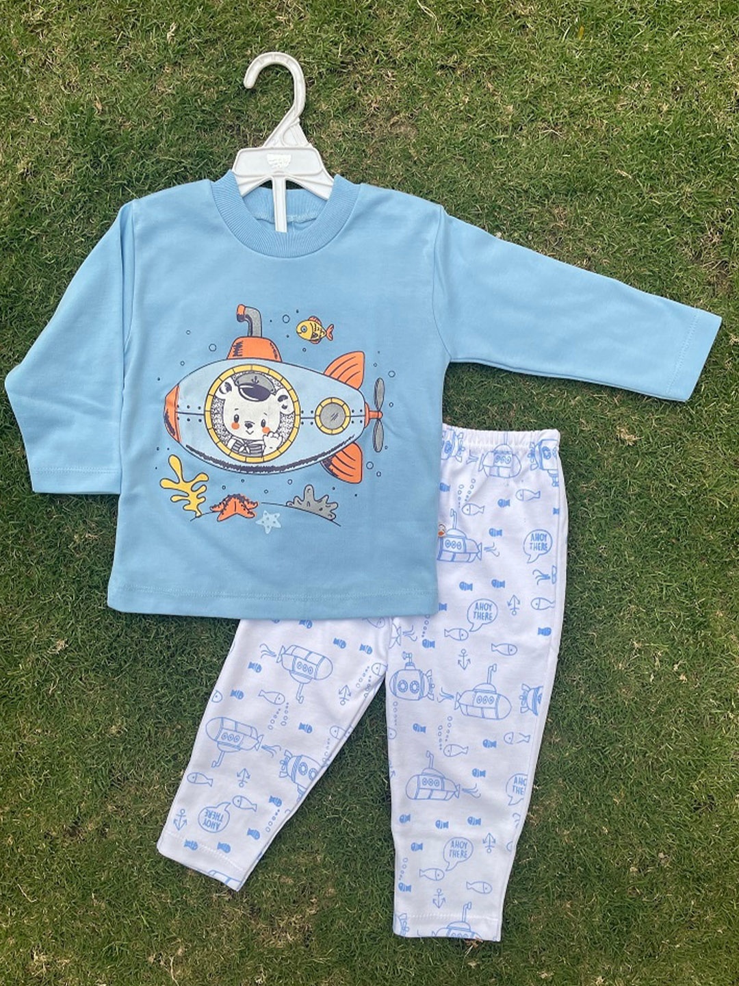 

BAESD Kids Printed Pure Cotton Night suit, Blue