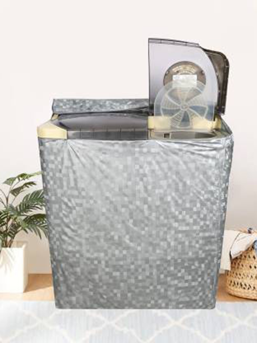 

Dakshya Industries Grey Printed Washing Machine Cover