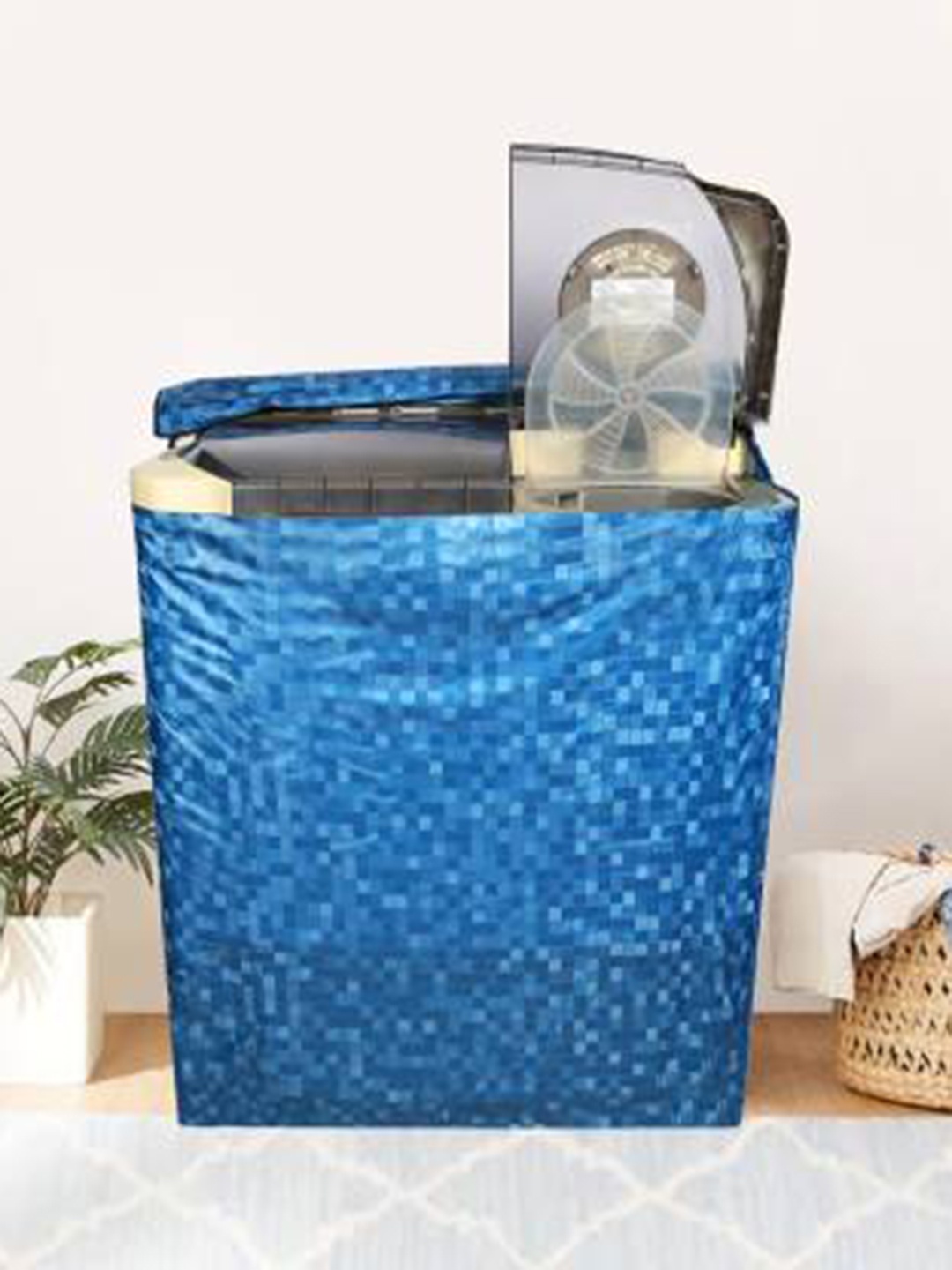 

Dakshya Industries Blue Printed Washing Machine Cover