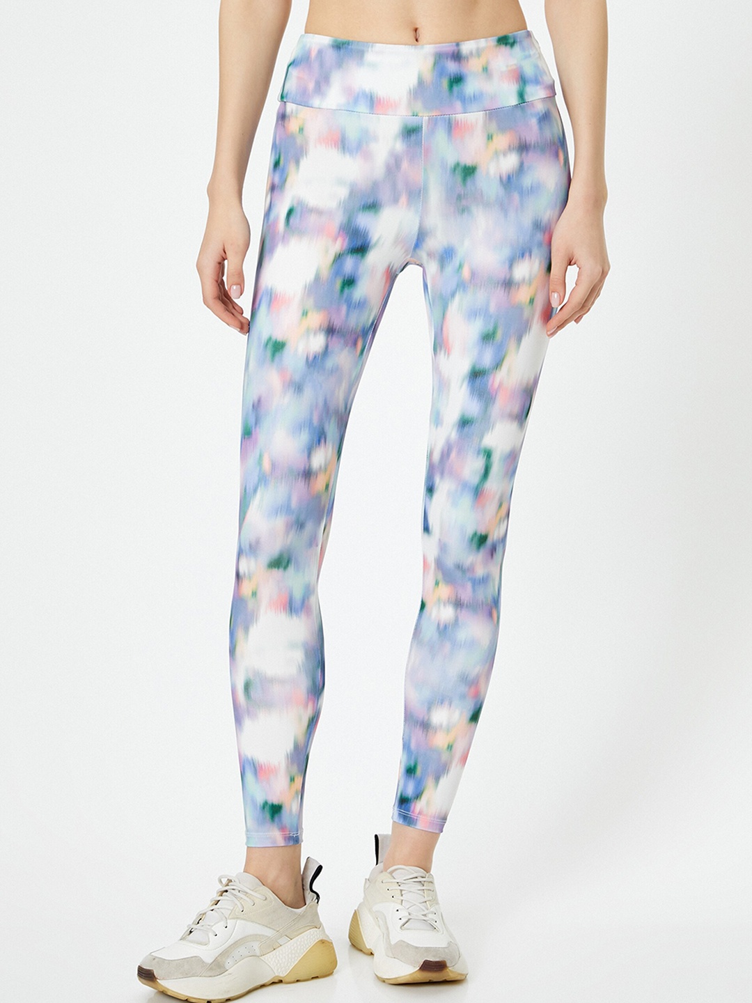 

Koton Abstract Printed Ankle-Length Sports Tights, Purple
