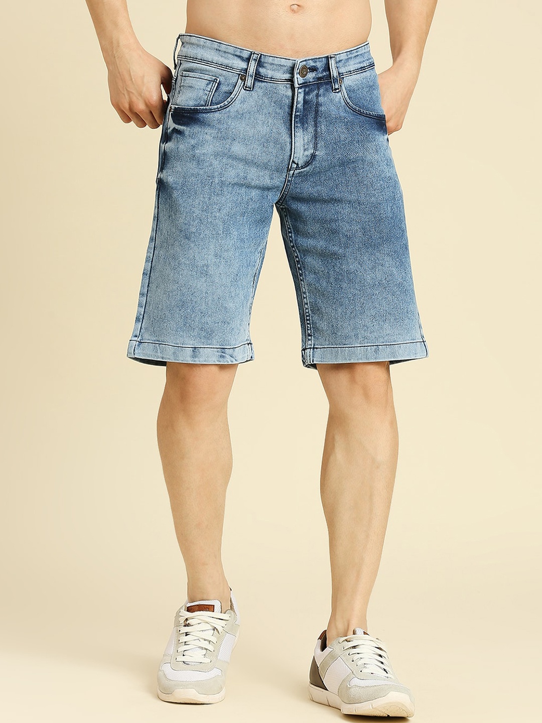 

HJ HASASI Men Washed Cotton Denim Shorts, Blue