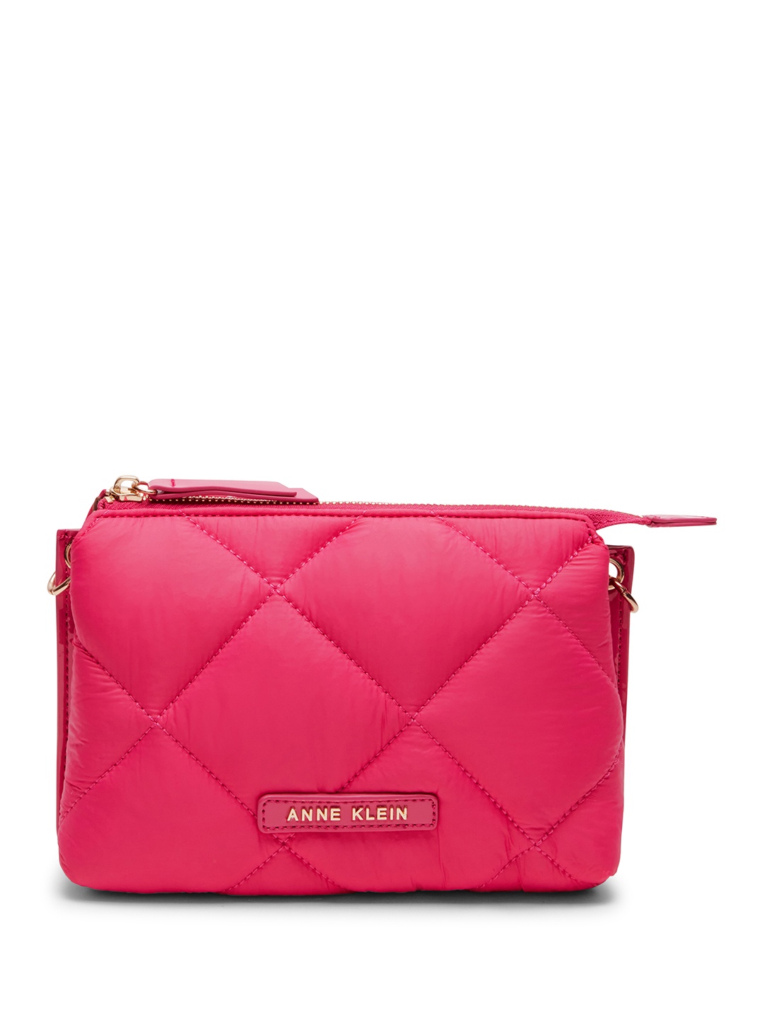 

ANNE KLEIN Structured Sling Bag with Quilted Detail, Fuchsia