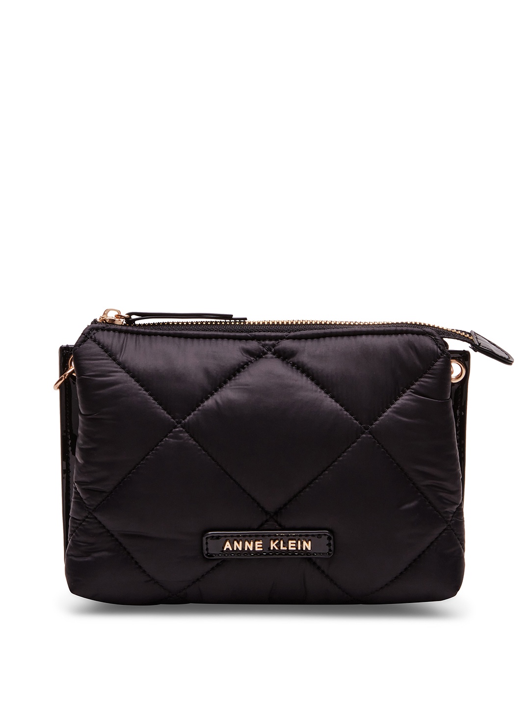 

ANNE KLEIN Structured Sling Bag with Quilted Detail, Black