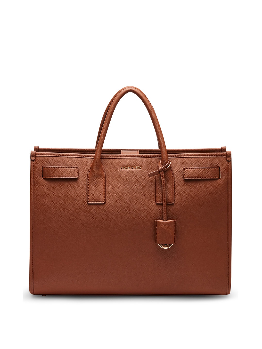 

ANNE KLEIN Textured Structured Oversized Handheld Bag with 15" Laptop Compartment, Brown