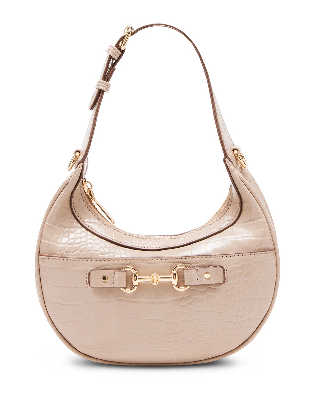 

ANNE KLEIN Croc- Textured Baguette Bag, Beige