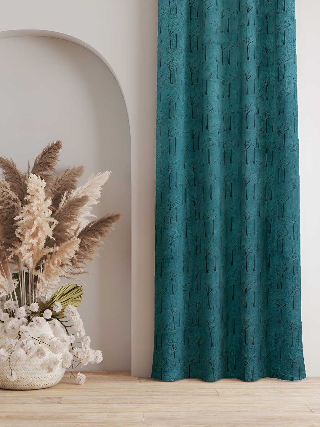 

Galaxy Home Decor Turquoise Blue Set of 2 Floral Room Darkening Window Curtain