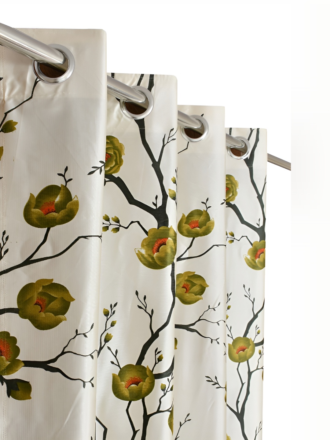 

Galaxy Home Decor Green Set of 4 Floral Room Darkening Long Door Curtain