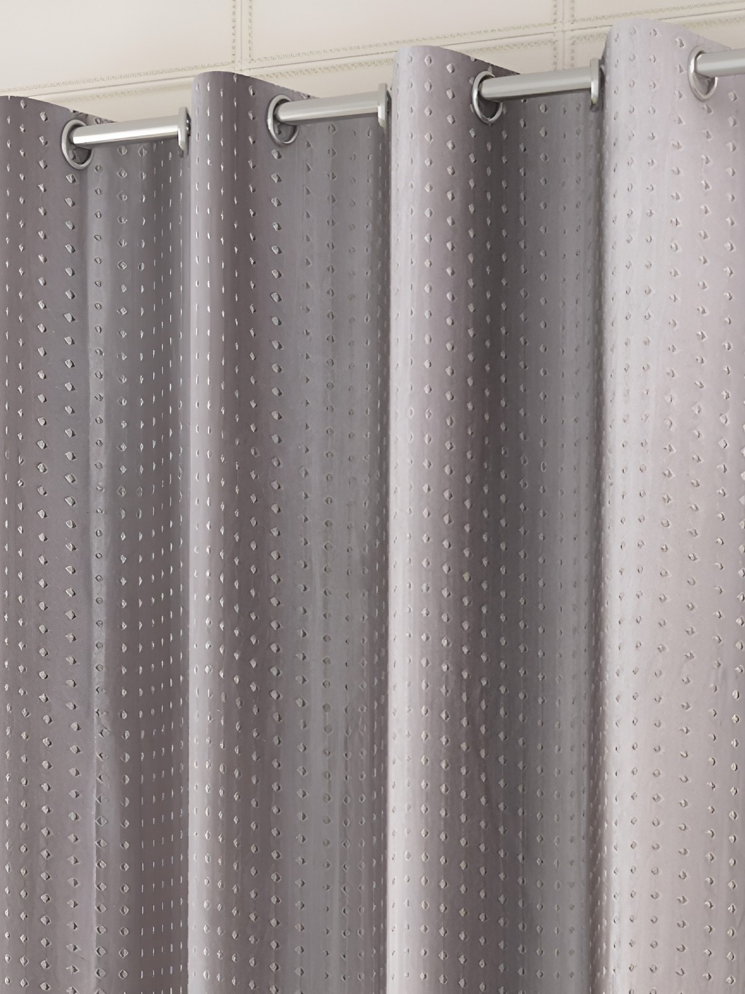 

Galaxy Home Decor Grey & Cream-Coloured Set of 3 Floral Room Darkening Long Door Curtain