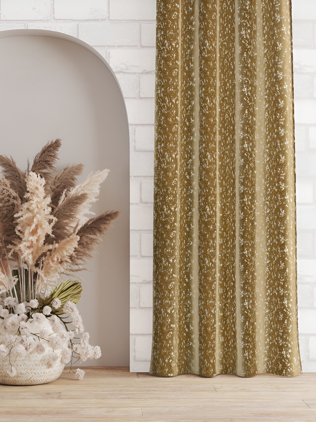 

Galaxy Home Decor Gold-Toned Set of 2 Floral Room Darkening Door Curtain