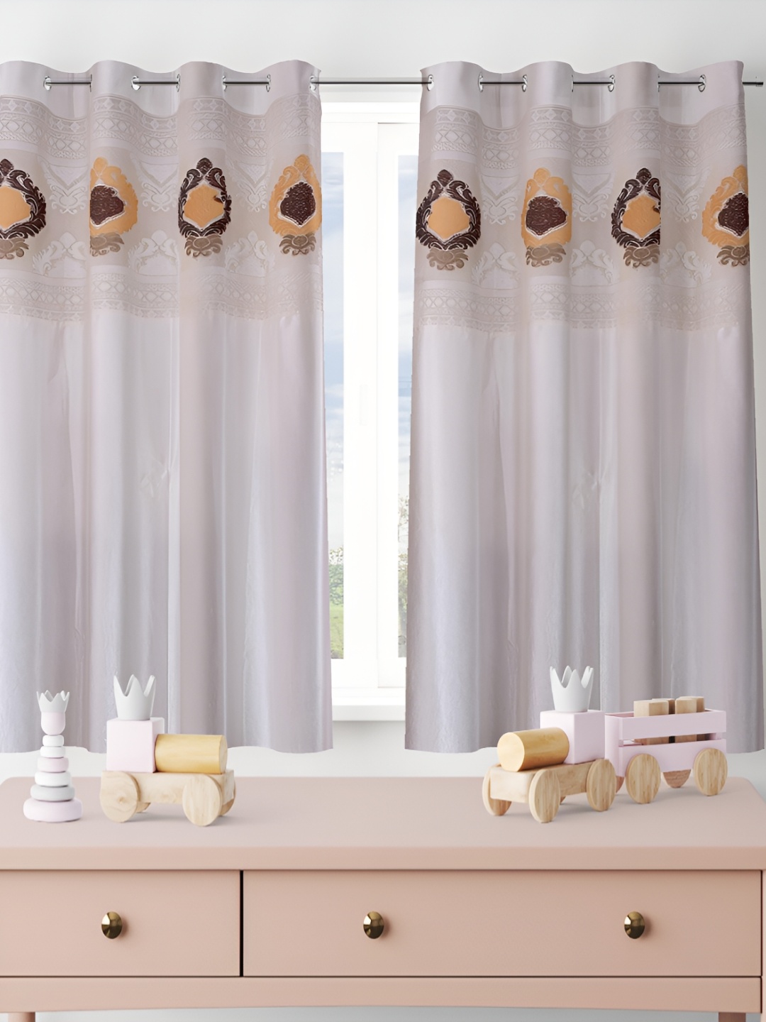 

Galaxy Home Decor Cream-Coloured Floral Room Darkening Long Door Curtain