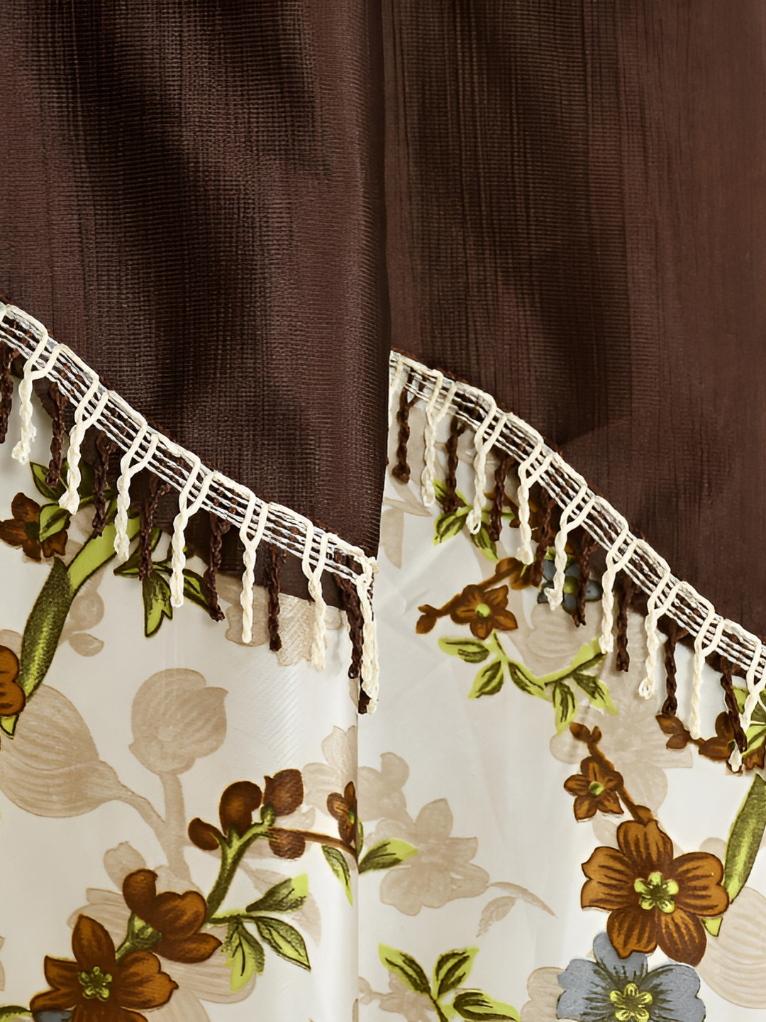 

Galaxy Home Decor Brown Set of 3 Floral Room Darkening Long Door Curtain