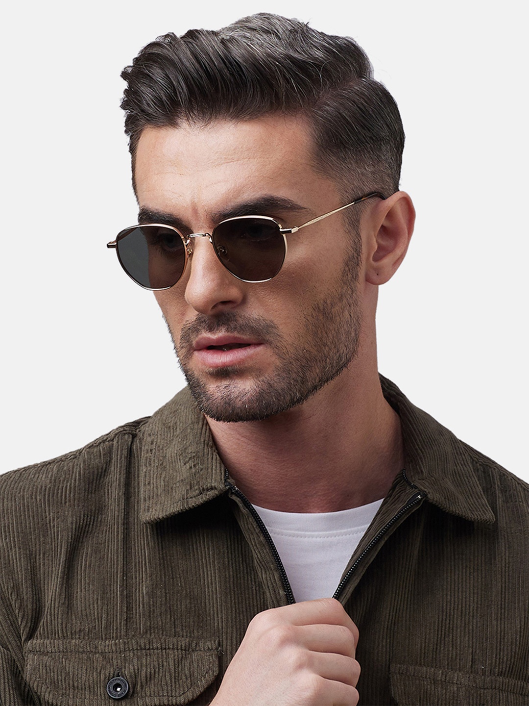 

Shisen Fox FUJI Unisex Aviator Sunglasses SG129-Gold, Green