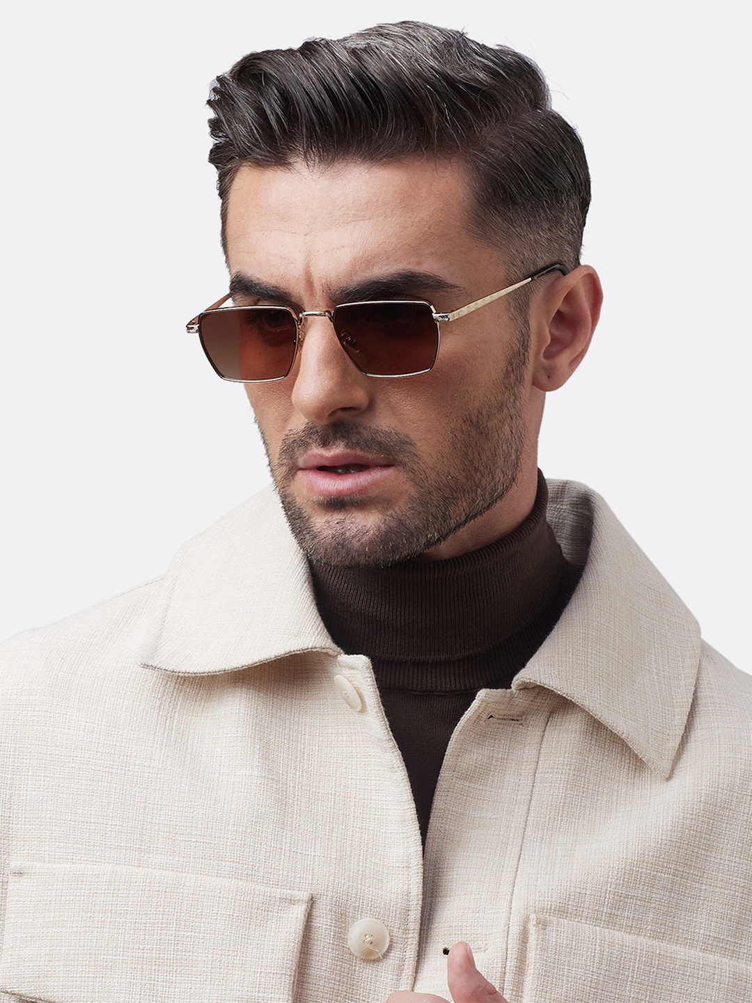 

Shisen Fox RAION Unisex Aviator Sunglasses SG161-Gold, Brown