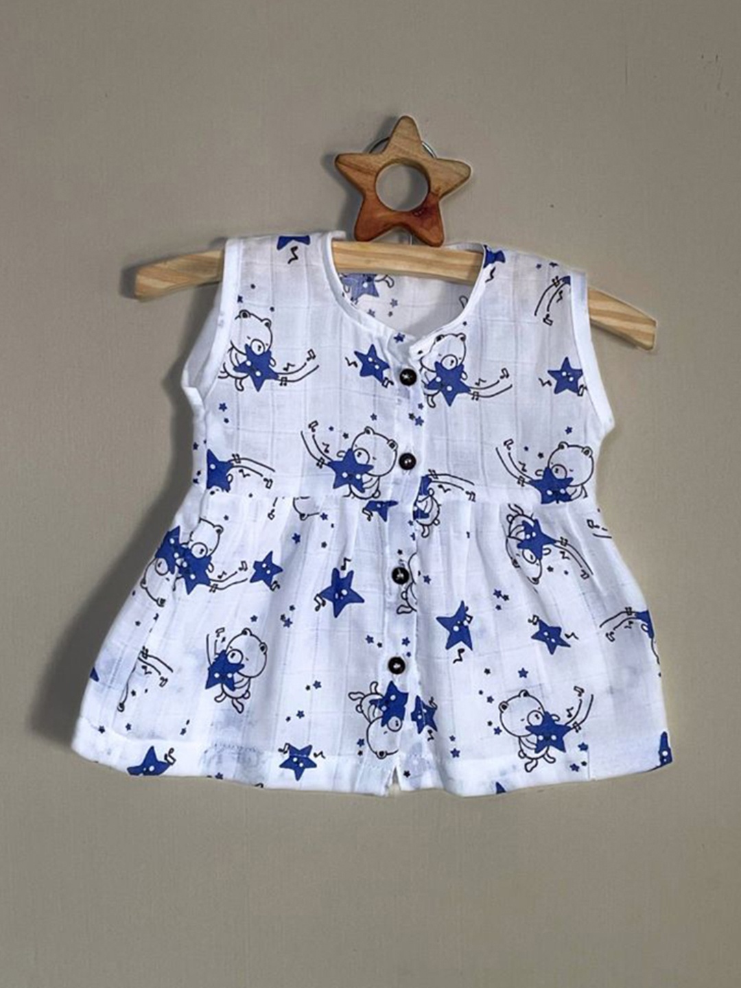 

BAESD Girls Floral Print Cotton Round Neck Sleeveless Fit & Flare Dress, White