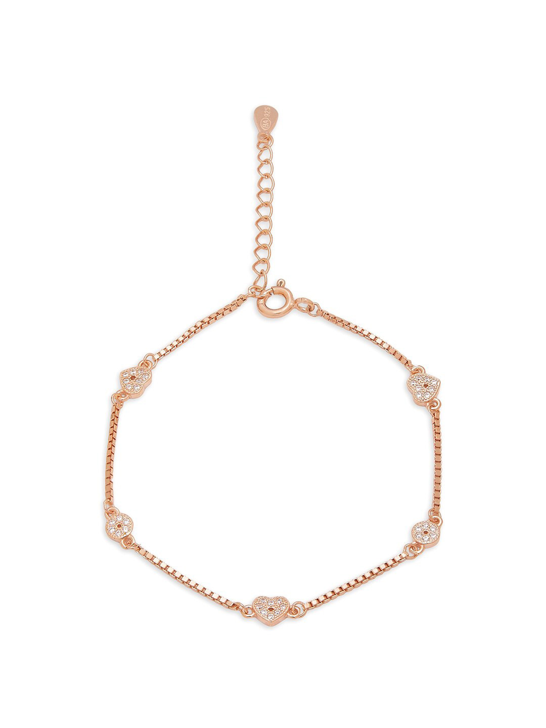 

Zavya 925 Sterling Silver Cubic Zirconia Rose Gold Plated Link Bracelet