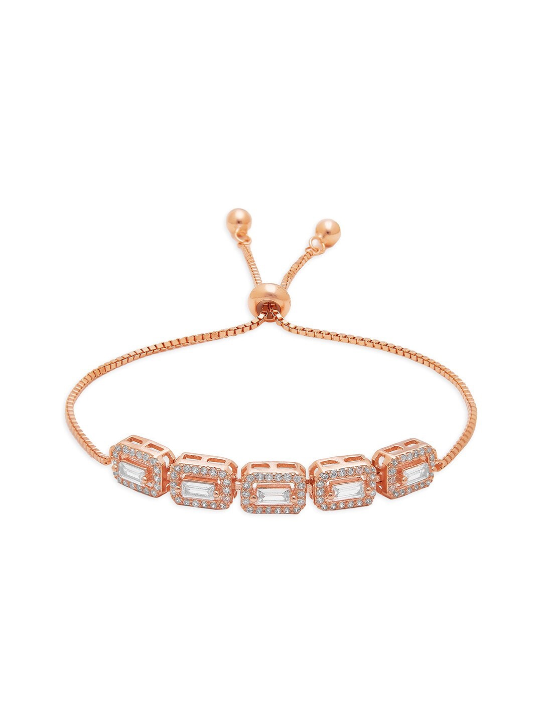 

Zavya 925 Sterling Silver Cubic Zirconia Rose Gold Plated Wraparound Bracelet