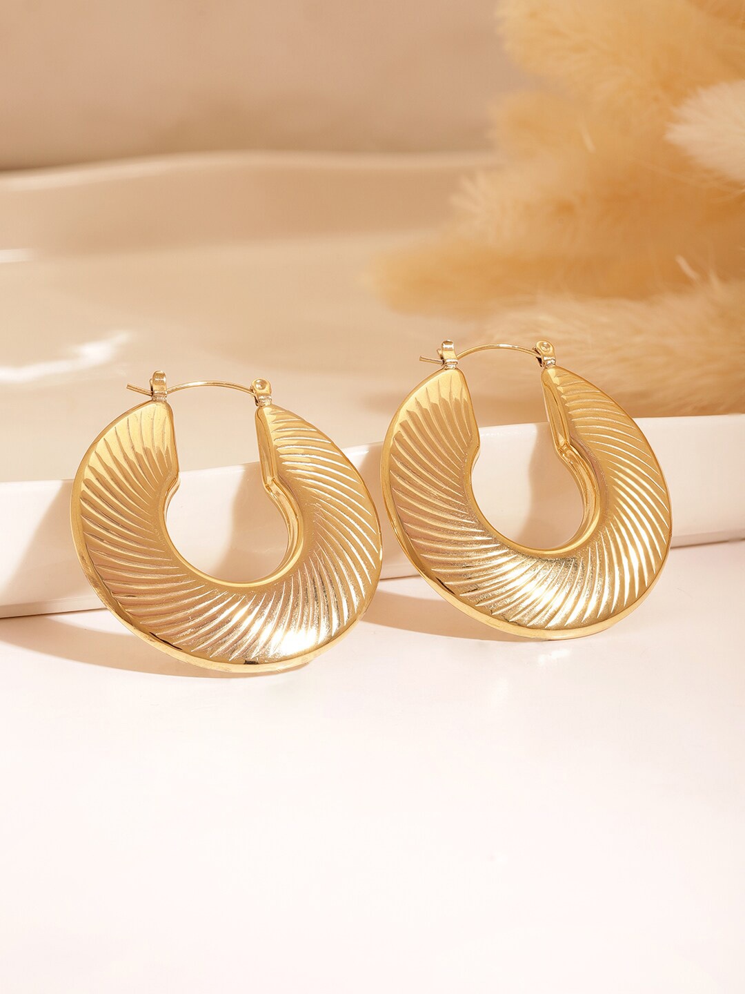 

Rubans Voguish Stainless Steel 18KT Gold Plated Waterproof Hoop Earrings