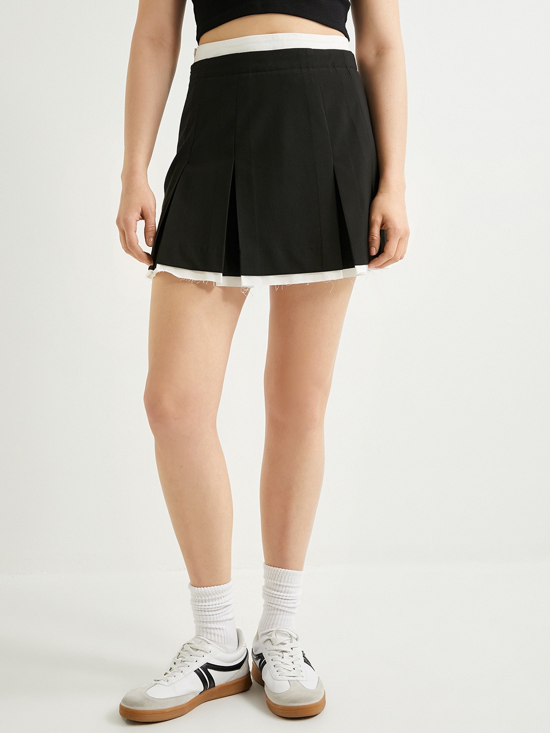 

Koton A-Line Pleated Mini Skirt, Black