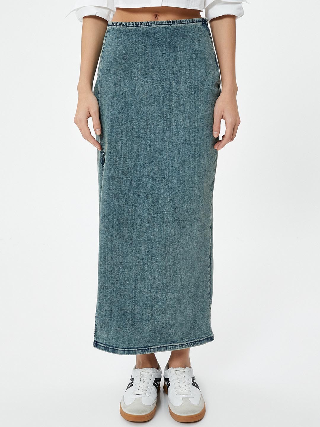 

Koton Pencil Side Slit Maxi Skirt, Blue
