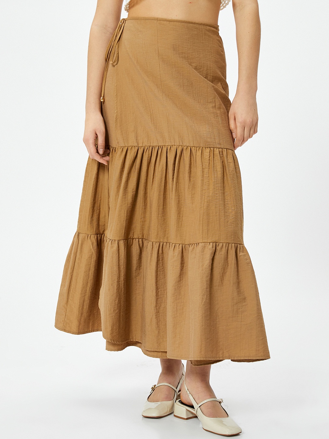 

Koton A-Line Flared Gathered or Pleated Maxi Skirts, Brown