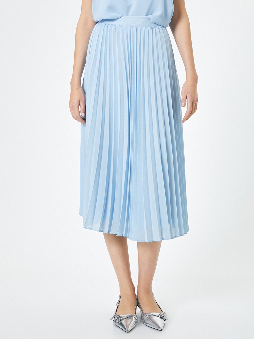 

Koton Accordion-Pleated A-Line Midi Skirt, Blue