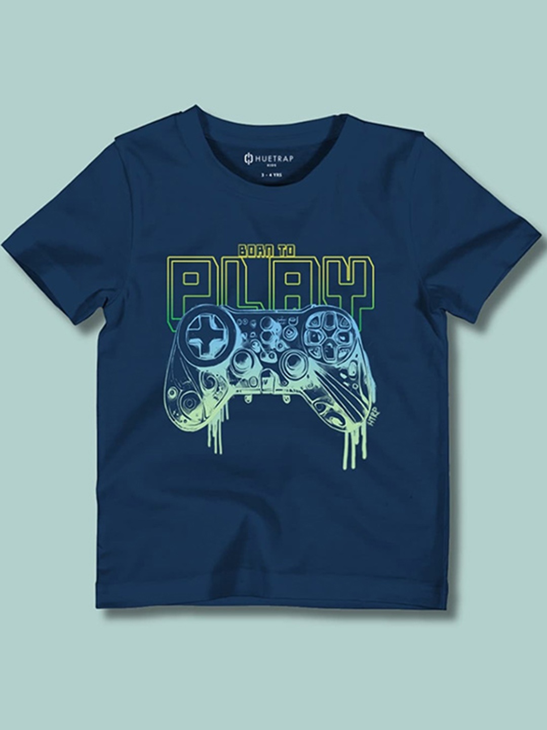 

Huetrap Boys Graphic Printed Pure Cotton T-shirt, Navy blue