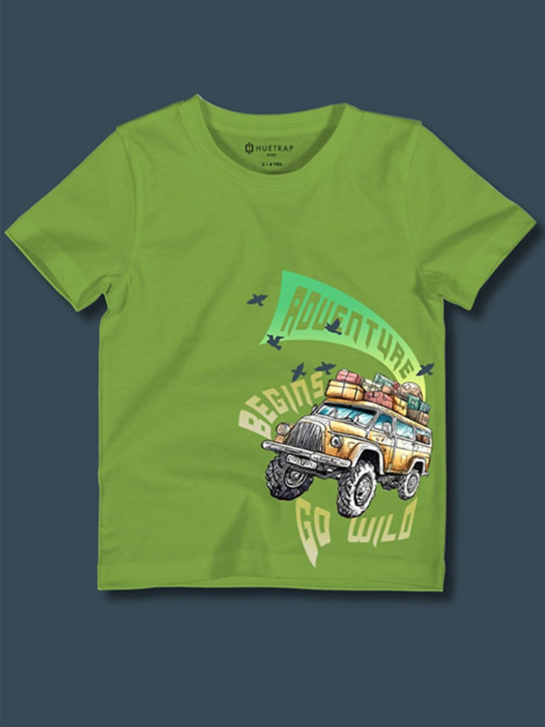 

Huetrap Boys Graphic Printed Pure Cotton T-shirt, Green