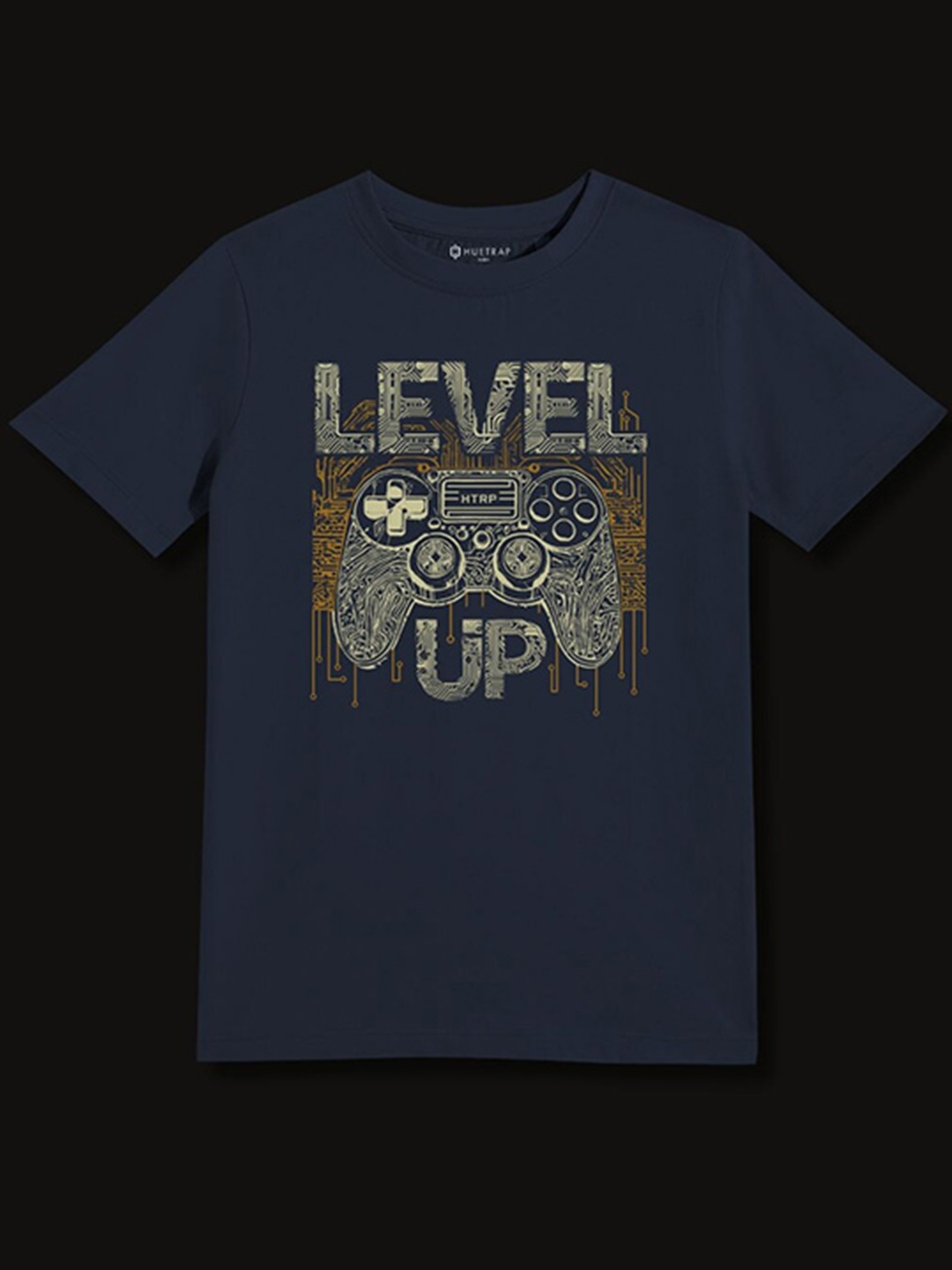 

Huetrap Boys Graphic Printed Pure Cotton T-shirt, Navy blue