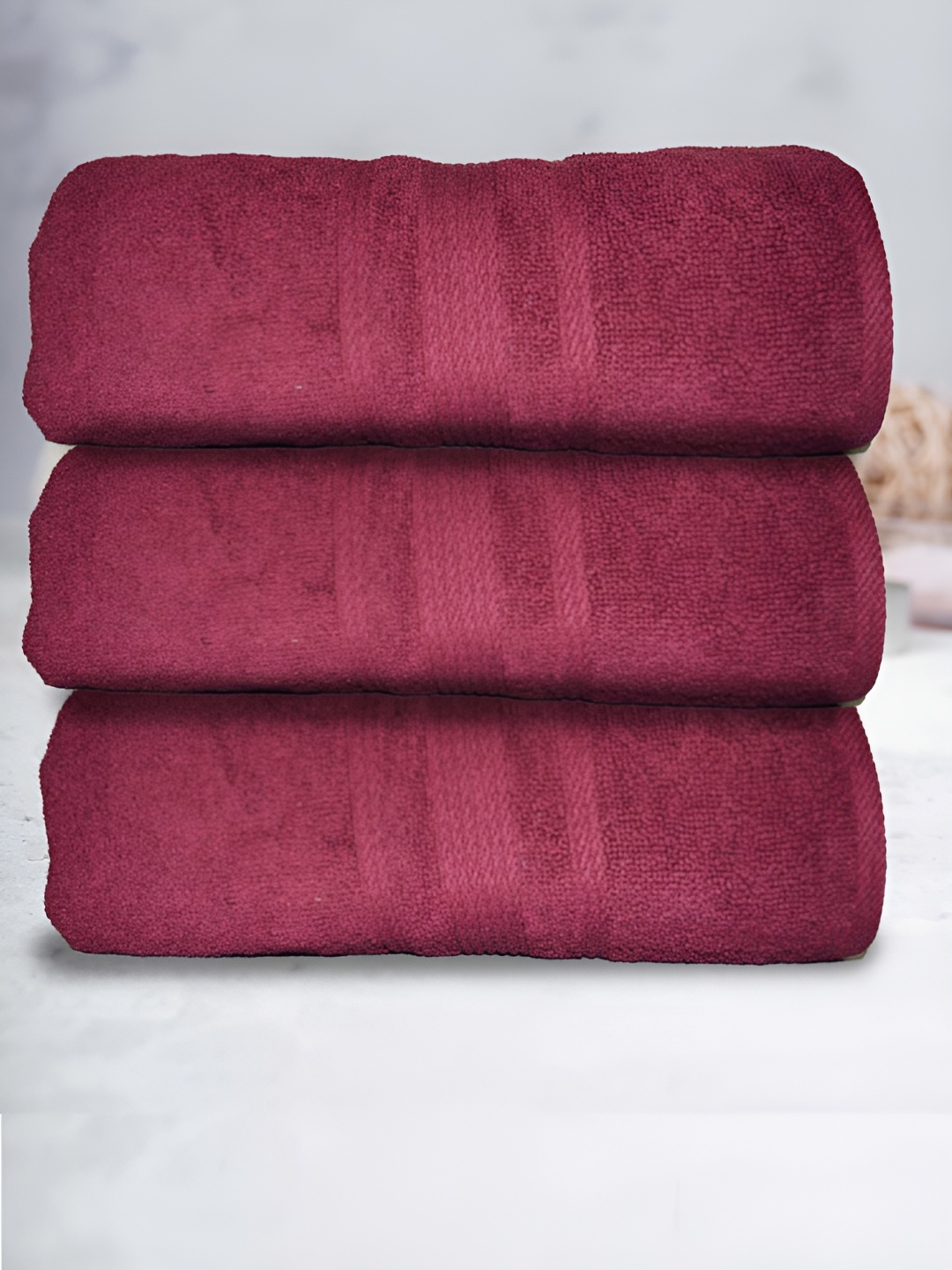 

Athom Living Maroon 3Pcs 500 GSM Water Absorbent Bath Towels