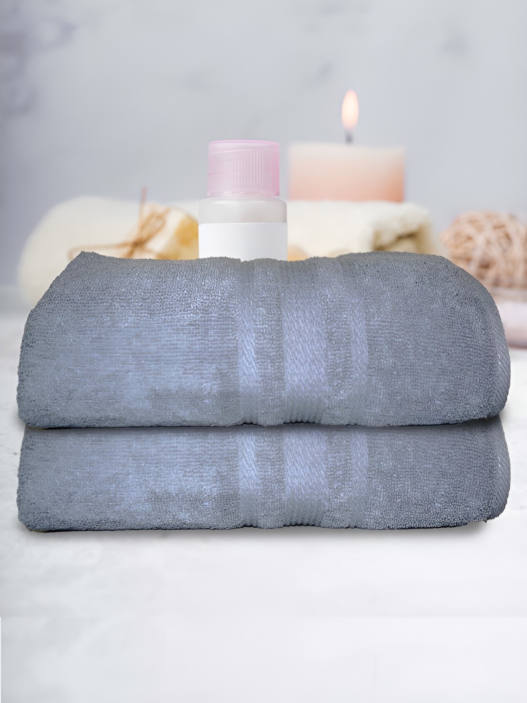 

Athom Living Grey 2Pcs Cotton 500 GSM Bath Towels