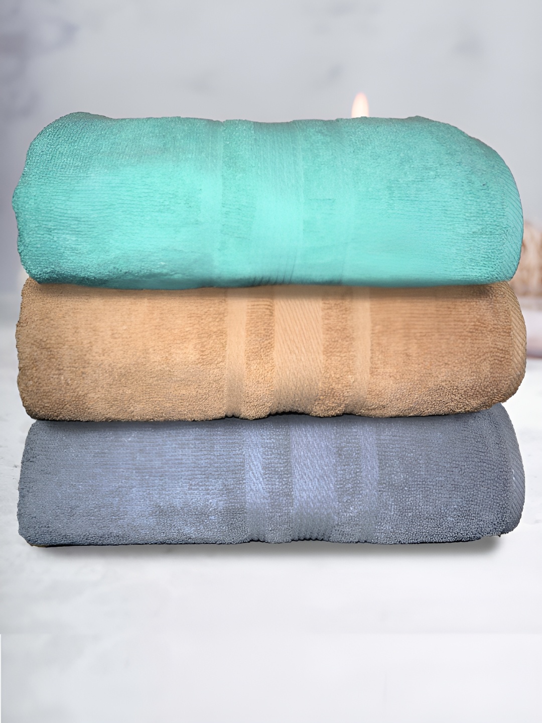 

Athom Living Beige & Grey 3 Pieces Terry Cotton 500 GSM Bath Towels