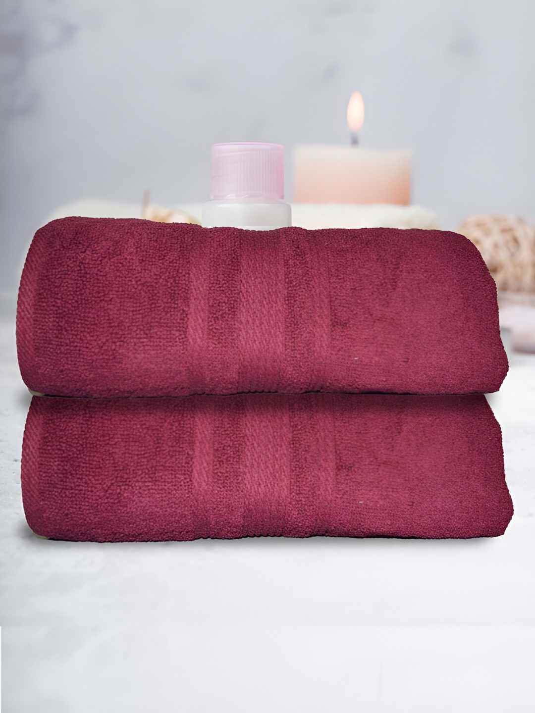 

Athom Living Maroon 2 Pieces Terry Cotton 500 GSM Bath Towels