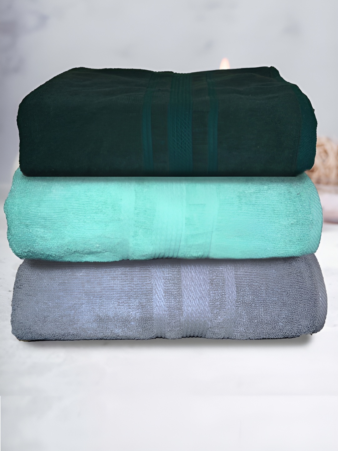 

Athom Living Green & Blue 3 Pieces 500 GSM Beach Towels, Grey