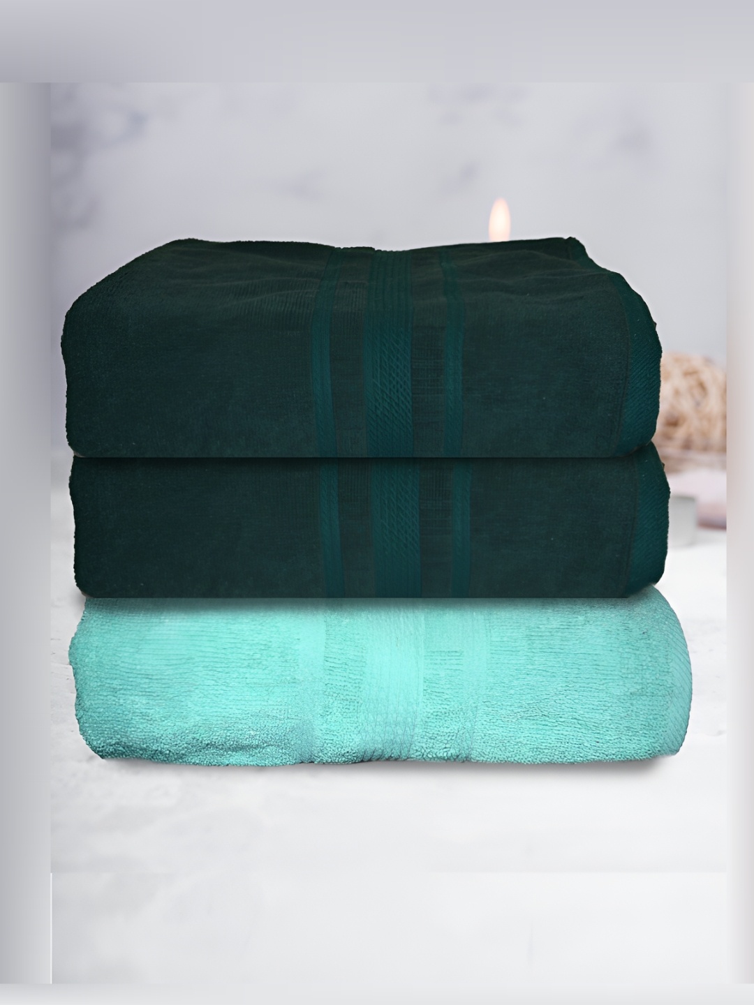 

Athom Living Green 3 Pieces Terry Cotton 500 GSM Bath Towels