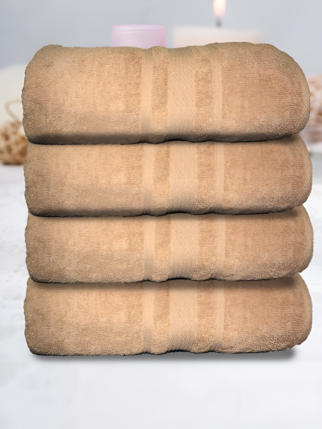 

Athom Living Beige 4 Pieces Terry Cotton 500 GSM Bath Towels