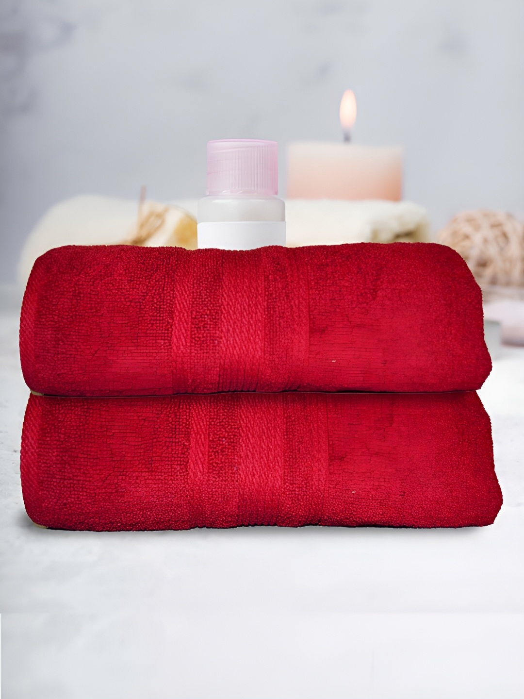 

Athom Living Red 2 Pieces Terry Cotton 500 GSM Bath Towels