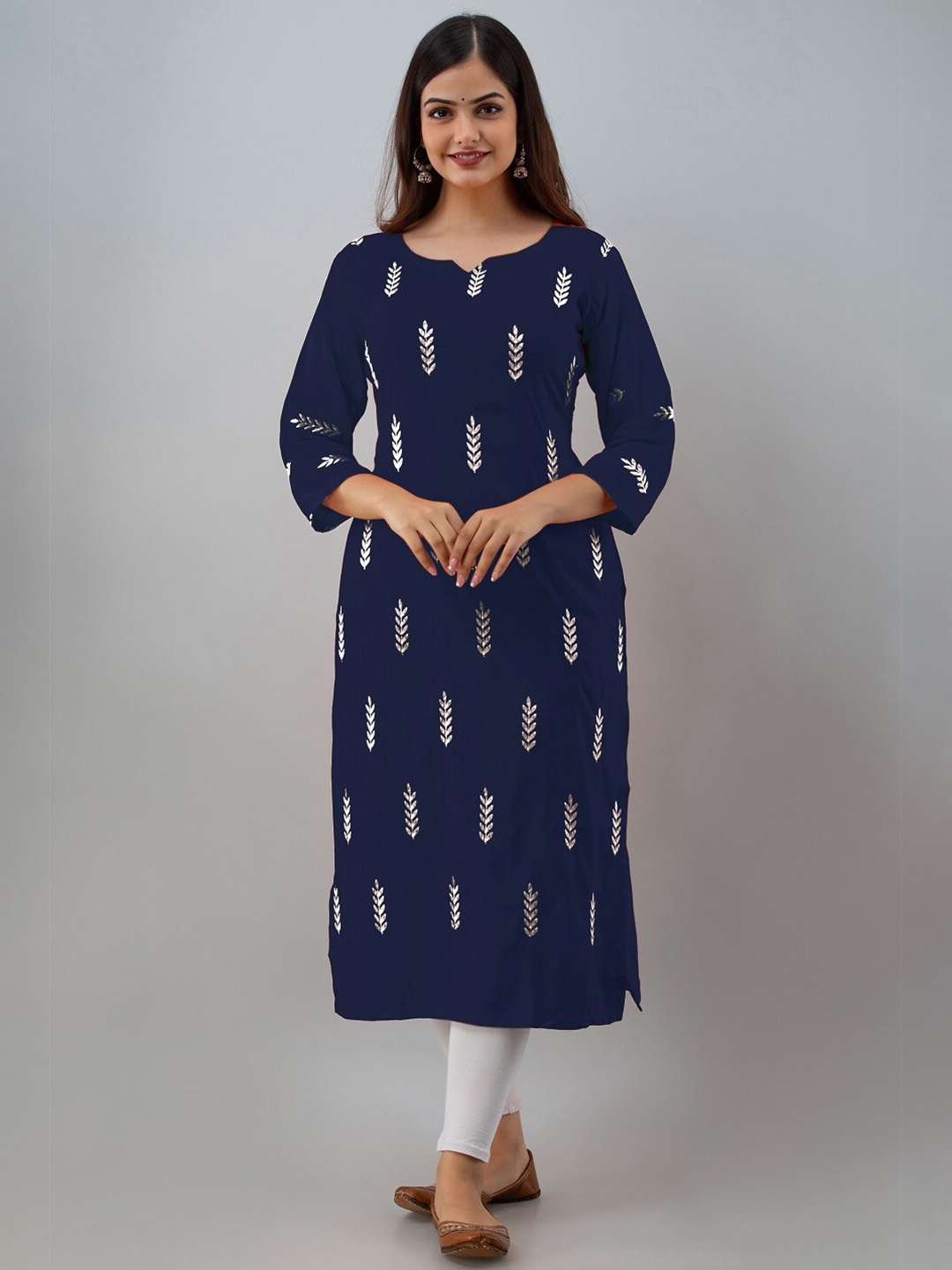 

BAESD Ethnic Motifs Embroidered Straight Kurta, Blue