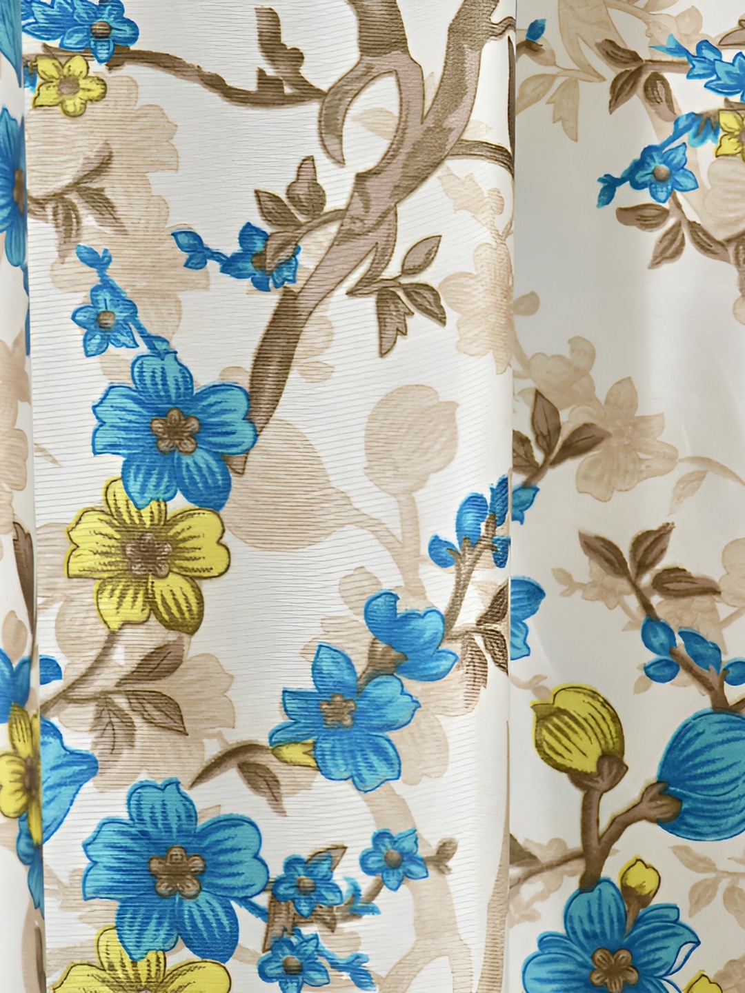 

Galaxy Home Decor Turquoise Blue Set of 3 Floral Room Darkening Long Door Curtain