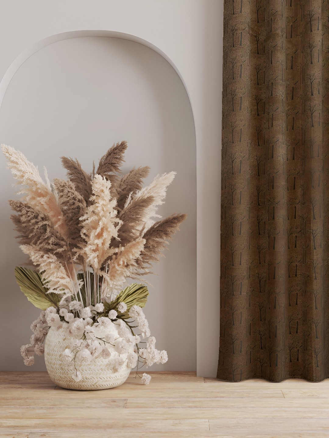 Galaxy Home Decor Coffee Brown Floral Room Darkening Window Curtain