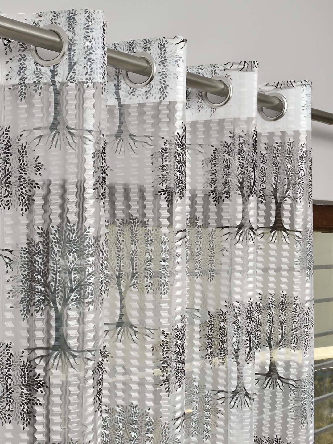 

Galaxy Home Decor Grey Set of 4 Floral Room Darkening Window Curtain