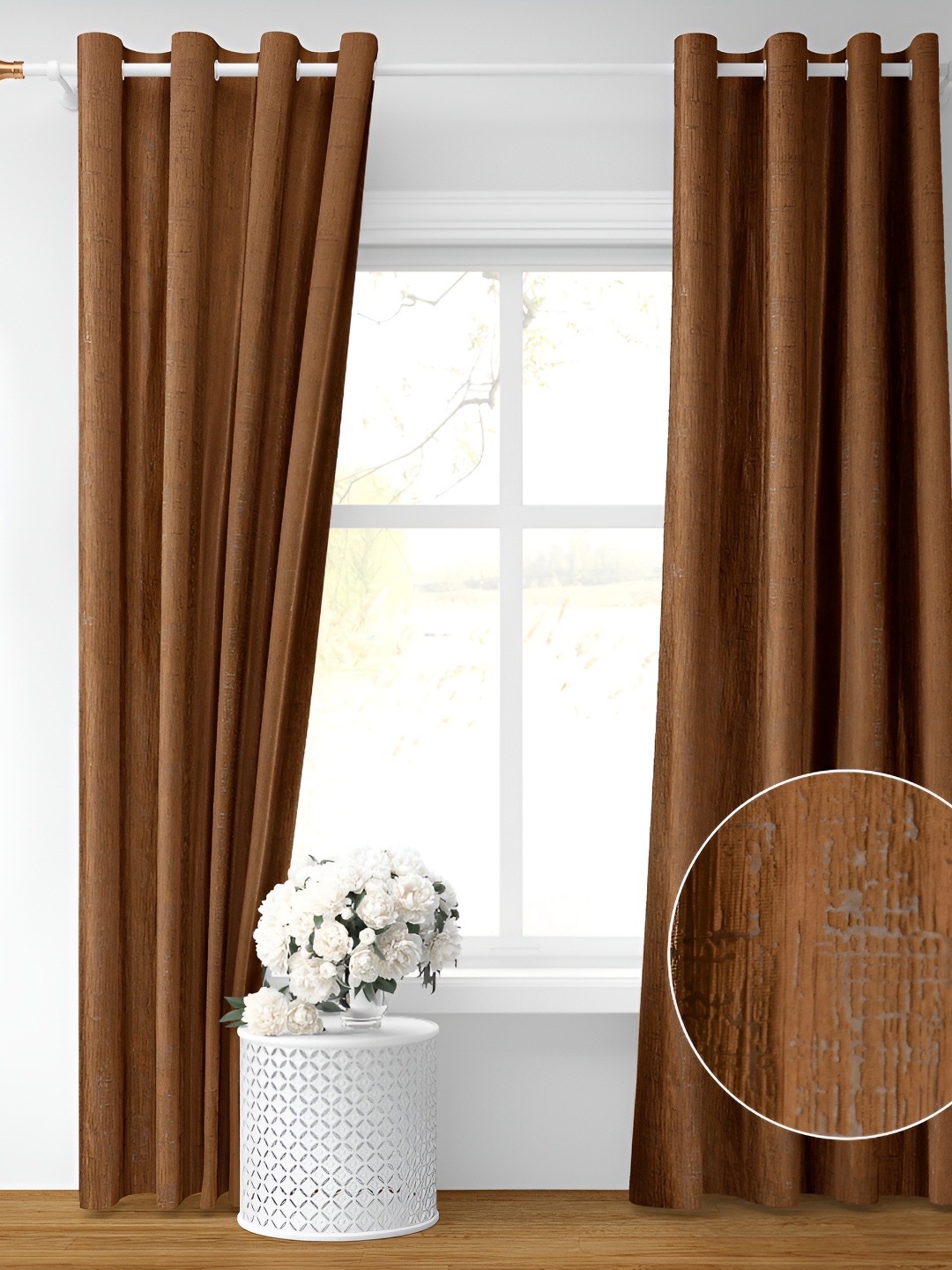 

Galaxy Home Decor Copper-Toned Set of 2 Floral Room Darkening Window Curtain
