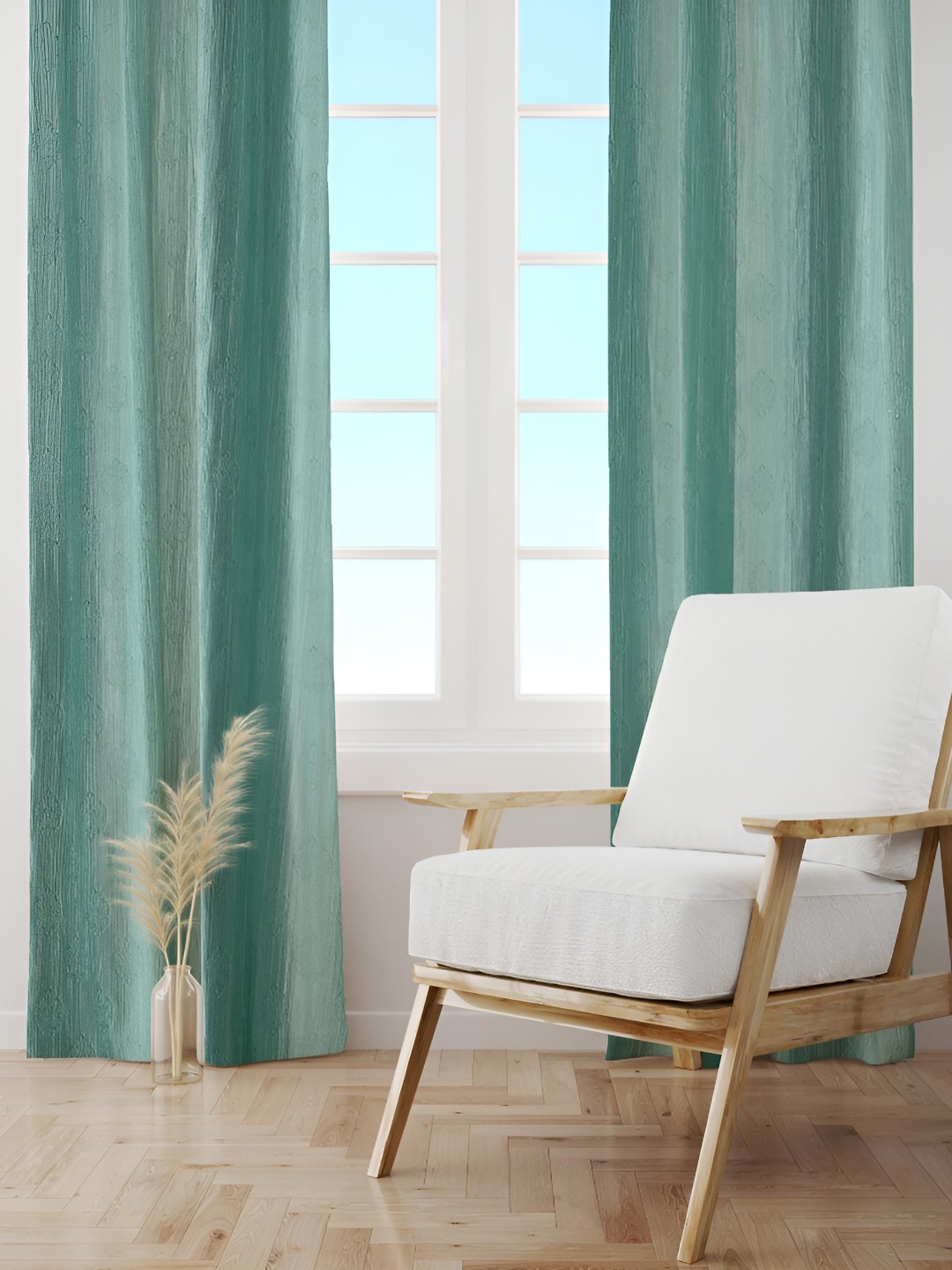 

Galaxy Home Decor Turquoise Blue Floral Room Darkening Long Door Curtain