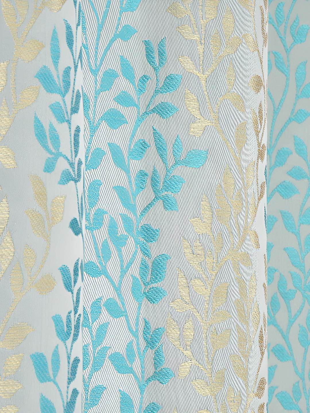

Galaxy Home Decor Turquoise Blue Set of 3 Floral Room Darkening Long Door Curtain