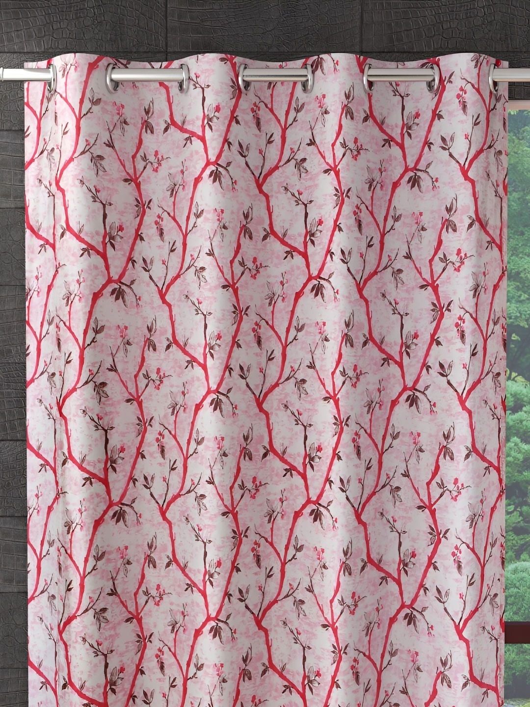 

Galaxy Home Decor Maroon Set of 2 Floral Room Darkening Window Curtain