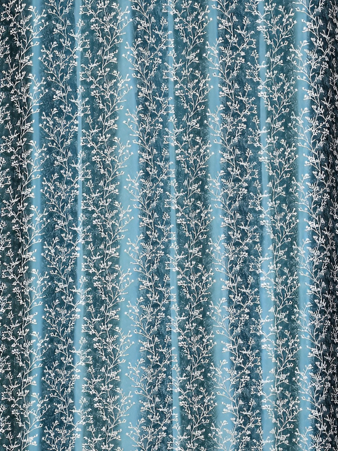 

Galaxy Home Decor Turquoise Blue Set of 3 Floral Room Darkening Long Door Curtain