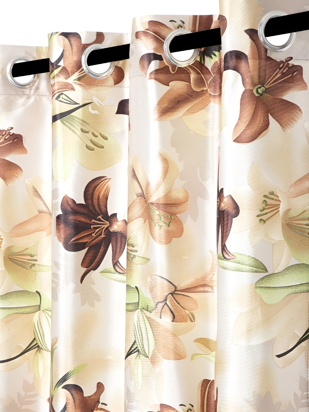 

Galaxy Home Decor Brown Set of 4 Floral Room Darkening Long Door Curtain