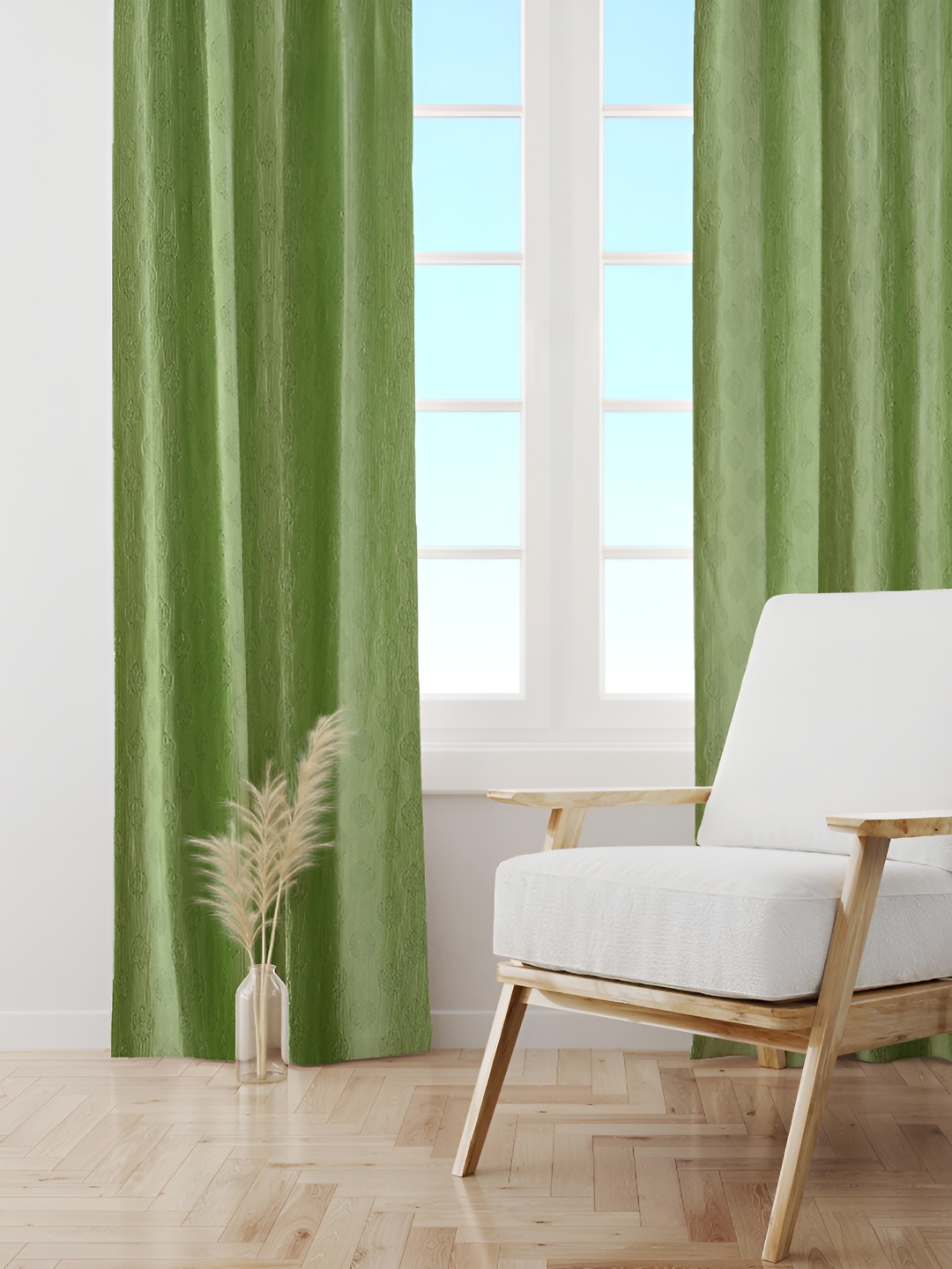 

Galaxy Home Decor Green Set of 2 Floral Room Darkening Long Door Curtain