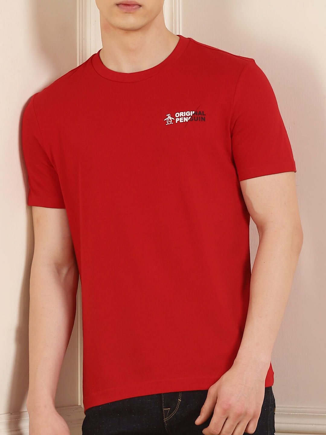 

Original Penguin Round Neck Short Sleeves Cotton Casual T-shirt, Red